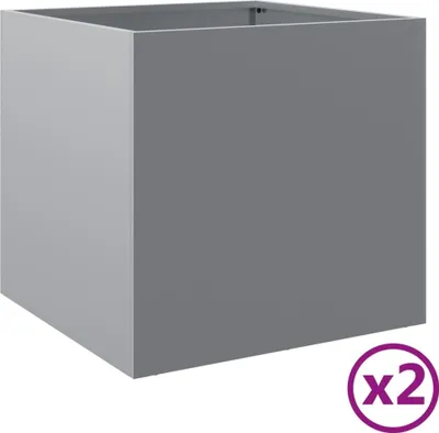 Produktbild von Pflanzkübel 2 Stk. Silbern 49x47x46 cm Verzinkter Stahl
