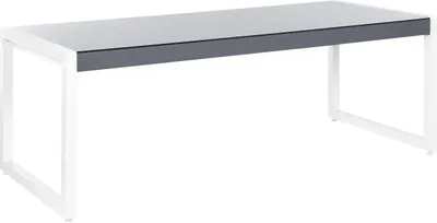 Produktbild von BELIANI Gartentisch Grau Weiß Glasplatte Aluminium 210x90 cm Balkon Terrasse