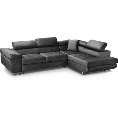 Produktbild von VILD Ecksofa L-Form Grau Monolith 92 – Schlaffunktion & Bettkasten, Ottomane rechts