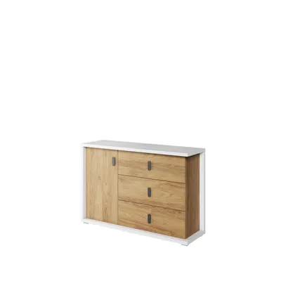 Produktbild von MINIO go for it, Kommode, "SIMI", 135cm, Weiß/natürliche Hikora Farbe