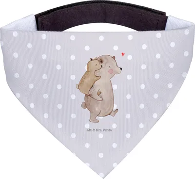 Produktbild von Mr. & Mrs. Panda Hunde-Halstuch Papa Bär - Grau Pastell - Geschenk, Hundehalstuch, Vatertag, Halstuch Für Hunde, Muttertag, Tuch, Geburtstag, Hund