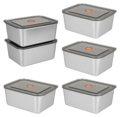 Produktbild von Lebensmittelbehälter luftdicht - Edelstahl Bento Box - 6 Stück 500 ml - Auslaufsichere Lunchbox - Stapelbar - Spülmaschinenfest