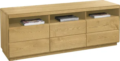 Produktbild von TV-Lowboard aus teilmassiver Eiche, geölt und gewachst, 177x51x69 cm mit 2 Schubladen und 2 Türen
