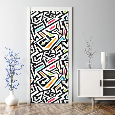 Produktbild von Dekorative Türposter selbstklebend Klebefolie Wandaufkleber Türaufkleber Graffiti schwarz 85 x 200 cm