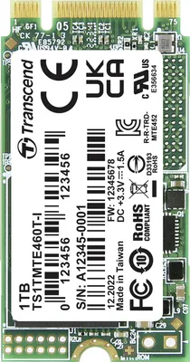 Image de Transcend MTE460T-I M.2 1 TB PCI Express 3.1 NVMe 3D NAND (TS1TMTE460T-I)