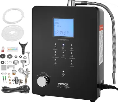 Produktbild von VEVOR Alkaline Säurewasser Maschine, 3-11,2 pH, 6 Modi Startseite Alkaline Wasser Filter, +500–800 mV Wasser-Ionisator Wasserfiltermaschine, 9000 L Wasser-Filter Reinigungsmaschine Haushalt Schwarz