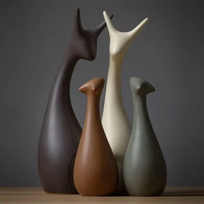 Productafbeelding van Lin's hout dier ornament porselein decoratie herten - Keramische Ambachten Kunst Creatieve meubels Ornamenten