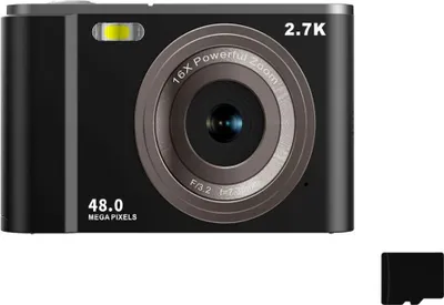Image de INF Appareil photo numérique 2,7K 48MP 1080P, zoom 16x, carte mémoire 32 Go Le noir