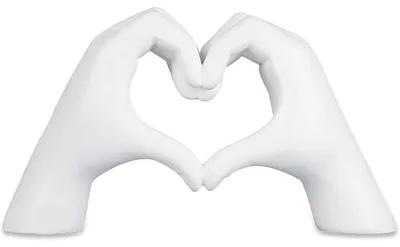 Productafbeelding van Decoratieve hartvormige handsculptuur, wit, groot