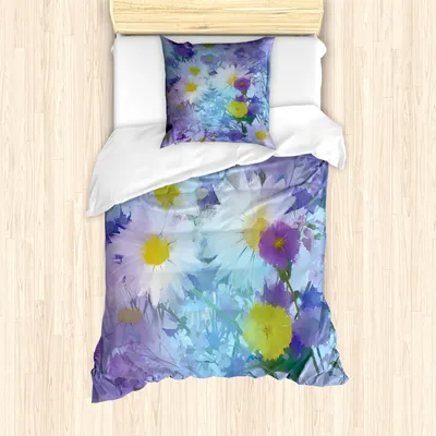 Produktbild von ABAKUHAUS Blume Mantele, Vintage Blumen-Pastell, Milbensicher Allergiker geeignet mit Kissenbezügen, 135 cm x 200 cm - 80 x 80 cm, Mehrfarbig