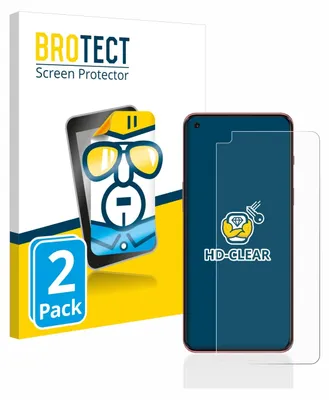 A product packaging for screen protectors, with a graphic of a stylized character and a representation of the screen protector itself.