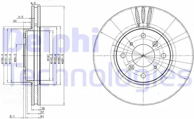 Produktbild von 2x DELPHI Bremsscheibe BG3516 für HONDA Accord VI Limousine (CK CG CH CF8)