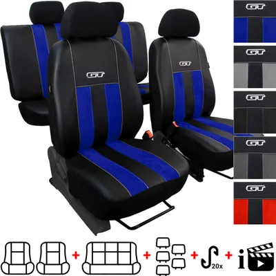 Produktbild von Autositzbezüge 2+3 - Universal Auto Sitzauflagen Set - Dreilagig Auto Sitzbezüge mit Reißverschluss - Schwarz Schonbezüge Auto - GT-Blau