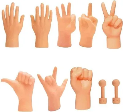 Produktbild von Mini Rubberhanden mit Stab Fingerpuppen Spielzeugset für Prank Artikel Tiktok (10 Stück)