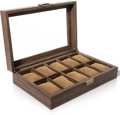 Immagine prodotto di Scatola portaorologi con coperchio trasparente e ampi scomparti, scatola in Pelle finta per 10 orologi, elegante idea regalo