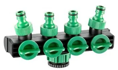 Immagine prodotto di Distributore d'acqua a 4 vie per tubo da giardino, distributore a 4 vie con rubinetto