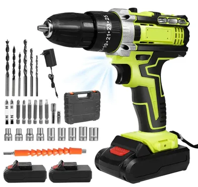 Produktbild von Akku-Schlagschrauber - Bohrmaschine - 1350 U/min - 2 Akkus - Wiederaufladbar - Inklusive Bohrerbits - Für den Haushalt