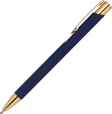 Produktbild von Kugelschreiber aus Metall / mit goldenen Applikationen / Farbe: dunkelblau