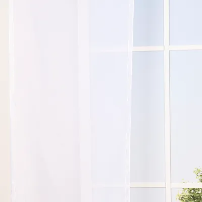 Produktbild von Stickpaneel Flächenvorhang Meterware mit Rand-Stickerei weiß 60cm