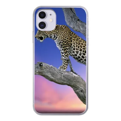 Produktbild von MuchoWow® Handyhülle Schutzhülle Hülle für iPhone 11 Leopard - Baum - Zweig Silikon Softcase Handy Hülle - Handytasche