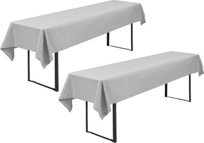 Obrázek produktu pro Světle šedá dekorace na zahradní stůl pro dva, 110 x 260 cm, voděodolný polyesterový ubrus na festivaly, oslavy nebo grilování