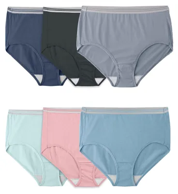 Produktbild von Fruit of the Loom Fit for Me Damen-Slips, Plus-Größe, meliert, 6er-Pack, Sortier