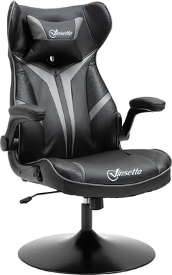 Produktbild von Gaming Stuhl ergonomischer Computerstuhl mit Wippfunktion Drehstuhl höhenverstellbar Stahl Schwarz+Grau 67 x 70 x 106-112 cm