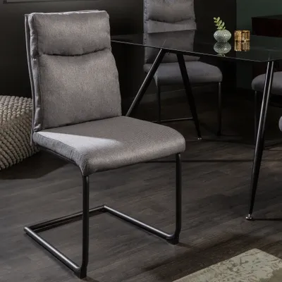 Produktbild von riess-ambiente Moderner Freischwinger Stuhl COMFORT grau mit Komfortgriff  Esszimmerstuhl Essstuhl