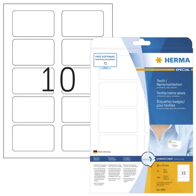 Obrázek produktu pro HERMA 4587 - Bílý - Zaoblený obdélník - Snímatelný - A4 - Hedvábný - Laserový