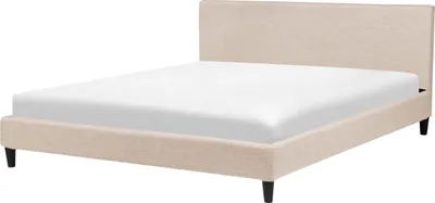 Produktbild von BELIANI Polsterbett Beige 180 x 200 cm Leinenoptik Geradlinige Form Klassisch