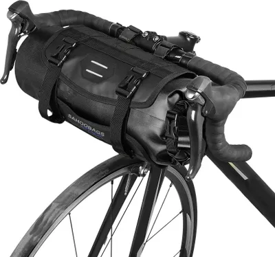 Zdjęcie produktu dla Torba rowerowa Lixada, wodoodporna, na rower górski, MTB, przednia rama, kierownica, koszyk, z zamkiem błyskawicznym, 3 l, 7 l, regulowana (czarna)