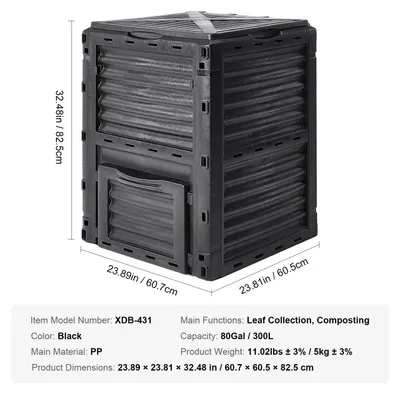 Immagine prodotto di Contenitore per compostaggio - Vaso per compost - 833 litri - Compost - Contenitore esterno scorrevole per compostaggio, di grande capacità