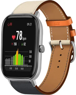Produktbild von Strap-it Xiaomi Amazfit GTS Lederarmband (Weiß/Dunkelblau)