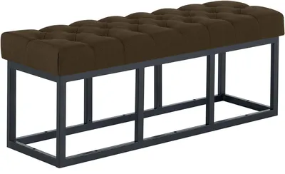 Productafbeelding van CLP Zitbank Amun, bekleed met stof, met een zwart, gepoedercoat metalen frame, gestoffeerd | Kleur: bruin, Afmetingen: 120 cm
