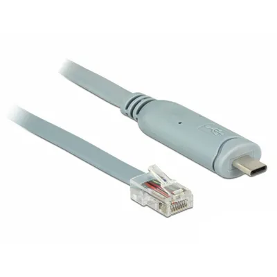 Produktbild von DeLOCK 89893, Grau, 1 m, USB 2.0 Type-C, RJ45, Männlich, Männlich