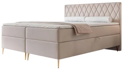 Image de Selsey Caresso - Sommier tapissier 180x200, matelas bonell, surmatelas, velours, gris