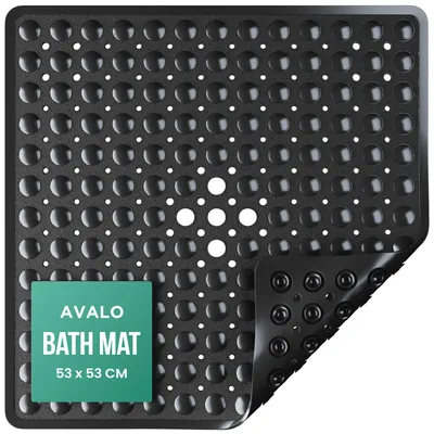 Image de Tapis de bain antidérapant / Tapis de douche - 53x53CM - Noir - Avec ventouses - Tapis antidérapant pour douche - Avalo