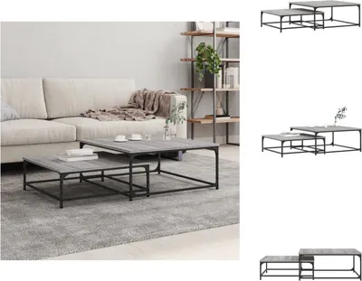 Zdjęcie produktu dla vidaXL Zestaw stolików 2 szt. Materiał drewnopochodny Sonoma szary - Stoliki kawowe
