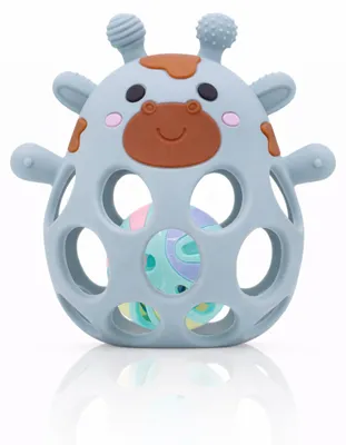 Productafbeelding van MuyPetit Rasselgiraffe en bijtring voor baby's (blauw)
