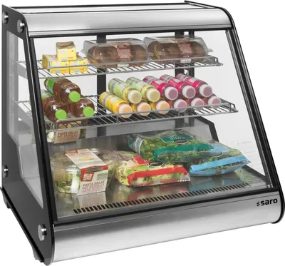 Produktbild von SARO Kühlvitrine Modell SOPHIE 120 Kühlvitrine, Kuchenvitrine, Tischgerät, Edelstahl, Schiebetüren, Bistro, Tankstelle, Imbiss, Kühlen, Lagern, Präsentieren