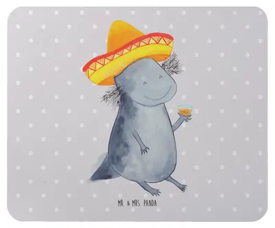 Produktbild von Mr. & Mrs. Panda Mouse Pad Axolotl Tequila - Grau Pastell - Geschenk, Party, gummi mauspad, Sombrero, Urlaub, pc mousepad, mausunterlage, Spruch, trinken
