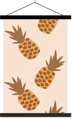 Produktbild von MuchoWow® Textilposter Sommer - Ananas - Muster 60x90 cm mit schwarzem Rahmen - Poster Wohnzimmer