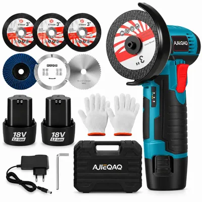 Produktbild von Mini-Akku-Winkelschleifer 18V, 350W Brushless, 19.500 U/min, 75 mm Trennschleifer, 2×1,5Ah Akkus, mit Koffer, zum Schneiden und Schleifen