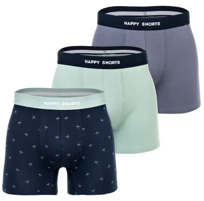 Produktbild von Happy Shorts Herren Trunk Jersey 3-Pack palms-hellgrün-grau - Größe XXL