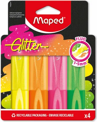 Image de Surligneur Fluo pailleté 4 couleurs MAPED