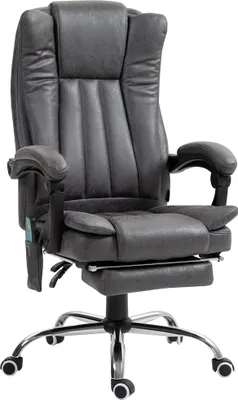 Produktbild von Chefsessel mit Massage- und Wärmefunktion, Fußstütze, verstellbar, bis 120kg, Grau