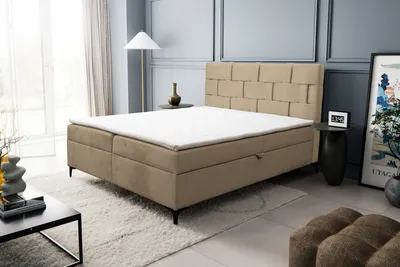 Produktbild von VENASI CHARLOTTE Boxspringbett 180x200 mit 2 Bettkästen und TOPPER H2/H3 Matratze BEIGE CASTEL 15