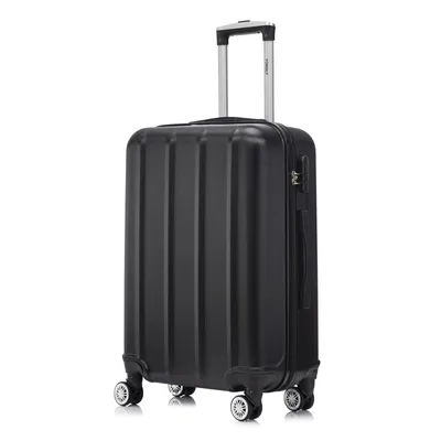 Produktbild von Koffer Trolley Reisekoffer Suitcase, Rollkoffer Handgepäck ,mit 4 Rollen360°, Hartschalenreisekoffer, Zahlenschloss, Weicher Gummigriff(M, Schwarz)