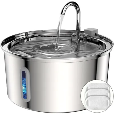 Productafbeelding van Solidchoice - RVS Katten Drinkfontein met Waterpeil Indicator