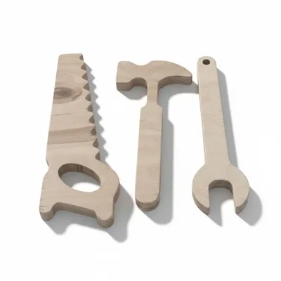 Produktbild von Kinder-Werkzeugset aus Holz (3-teilig) – Montessori Holzspielzeug aus Birke